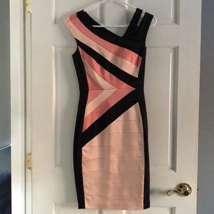 Gorgeous Jax Dress -Size 2. Black and Salmon shades. Lined, side zipper.